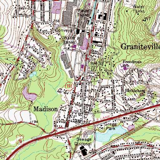 Topographic Map of Graniteville - Vaucluse - Warrenville Fire Department Headquarters, SC
