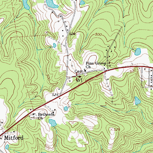Topographic Map of Fairfield County Fire Department Mitford, SC