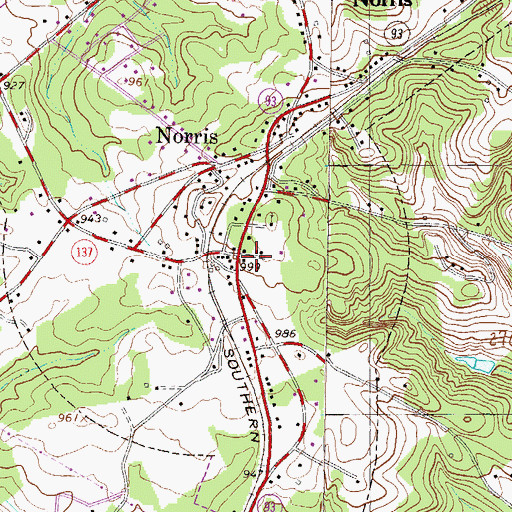 Topographic Map of Norris Fire Department, SC