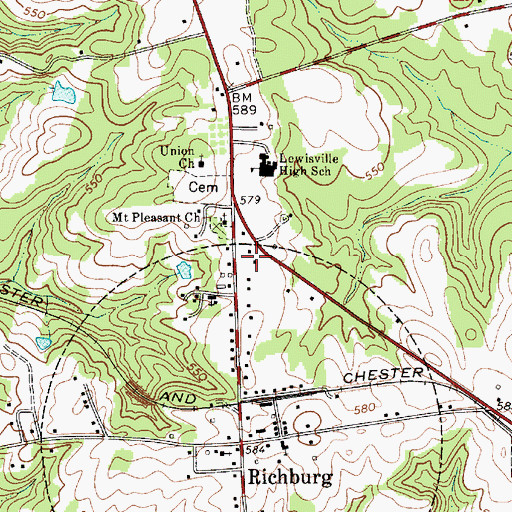 Topographic Map of Richburg Fire Department, SC
