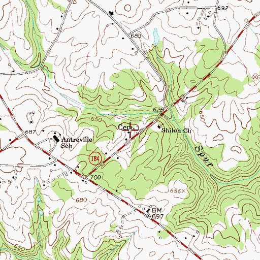 Topographic Map of Abbeville County Fire Department Antreville, SC