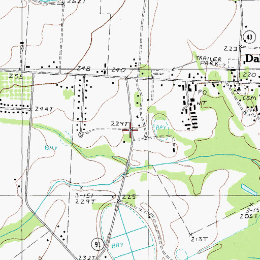 Topographic Map of Sumter County Rural Fire Department Dalzell, SC