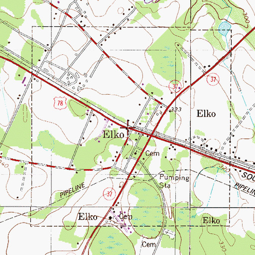 Topographic Map of Elko Fire Department Station No. 3, SC