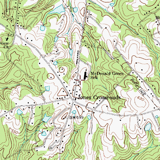 Topographic Map of McDonald Green Volunteer Fire Department Station 12, SC