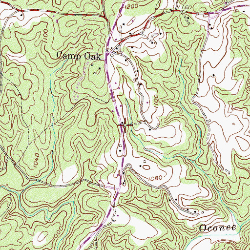 Topographic Map of Oconee County Rural Fire Department Pickett Post Camp Oak, SC