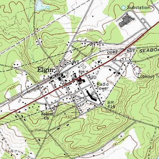 Topographic Map of Blaney Fire Department, SC