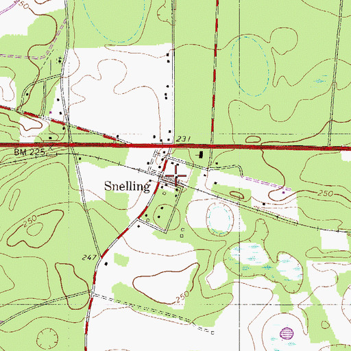 Topographic Map of Snelling Volunteer Fire Department, SC