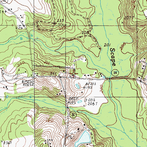Topographic Map of Lee County Rural Fire Department Cedar Creek, SC