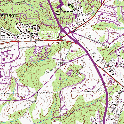 Topographic Map of Clemson University Fire Department, SC