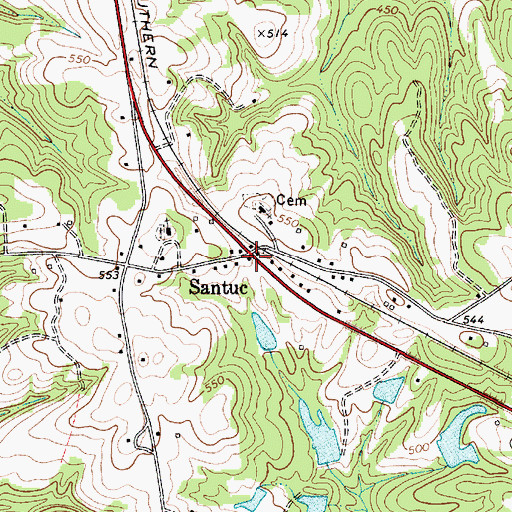 Topographic Map of Santuc Fire Department, SC