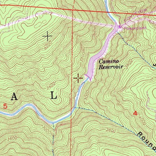 Topographic Map of Camino Reservoir, CA