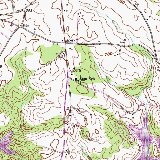 Topographic Map of Anderson County Fire Protection Service Zion, SC