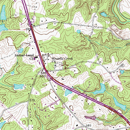 Topographic Map of Indian Land Fire Department Station 10, SC