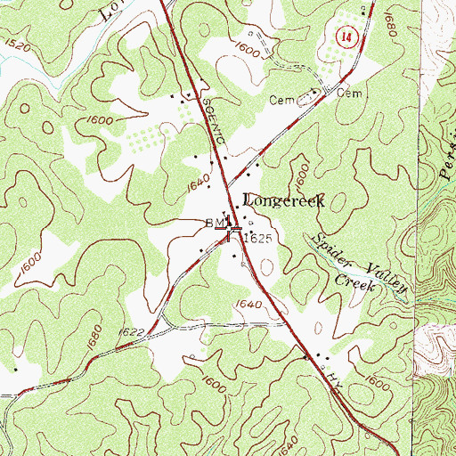 Topographic Map of Oconee County Rural Fire Department Long Creek, SC