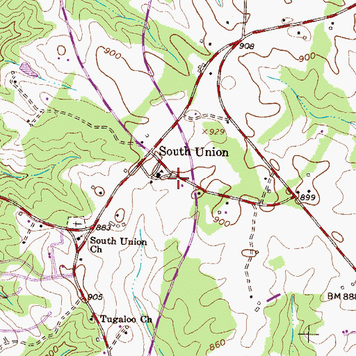 Topographic Map of Oconee County Rural Fire Department South Union, SC