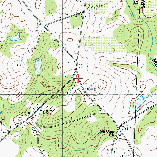 Topographic Map of Gowensville Fire Department Headquarters, SC