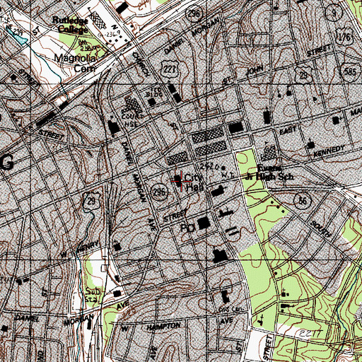 Topographic Map of Spartanburg City Fire Department Central Station, SC