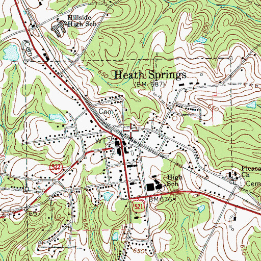 Topographic Map of Heath Springs Fire Department Station 9, SC