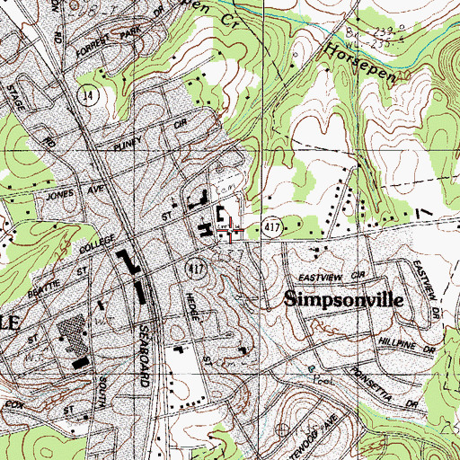 Topographic Map of Simpsonville Fire Department Headquarters, SC