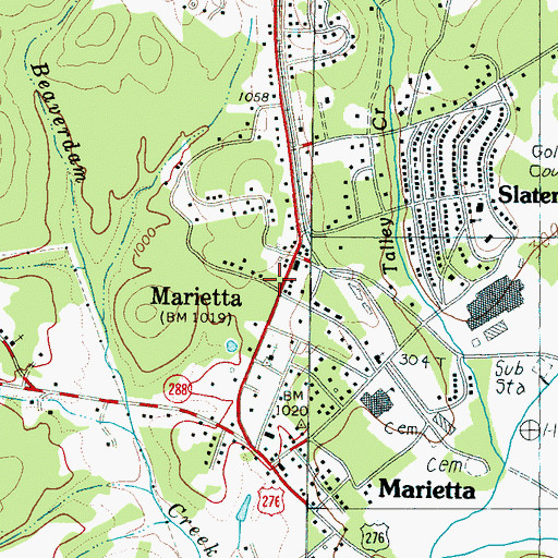 Topographic Map of Slater - Marietta Fire Department Station 1 Headquarters, SC