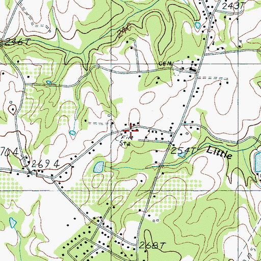 Topographic Map of Cherokee Springs Fire Department, SC