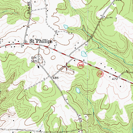Topographic Map of Newberry County Rural Fire Department Saint Phillips, SC