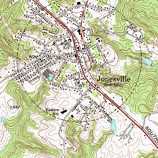 Topographic Map of Jonesville Fire Department, SC