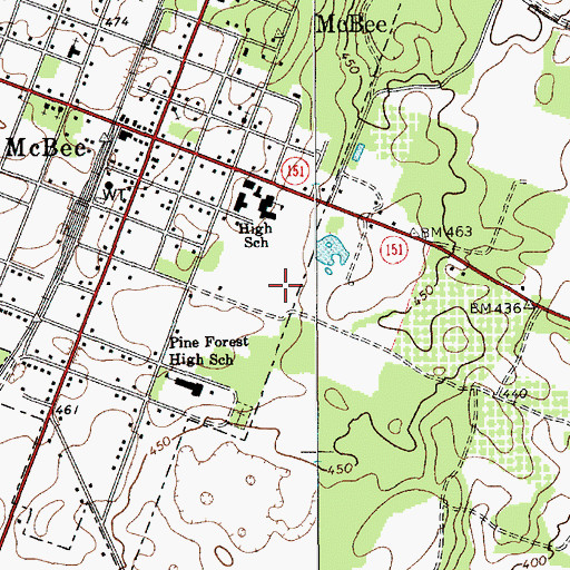 Topographic Map of Alligator Fire Department McBee, SC