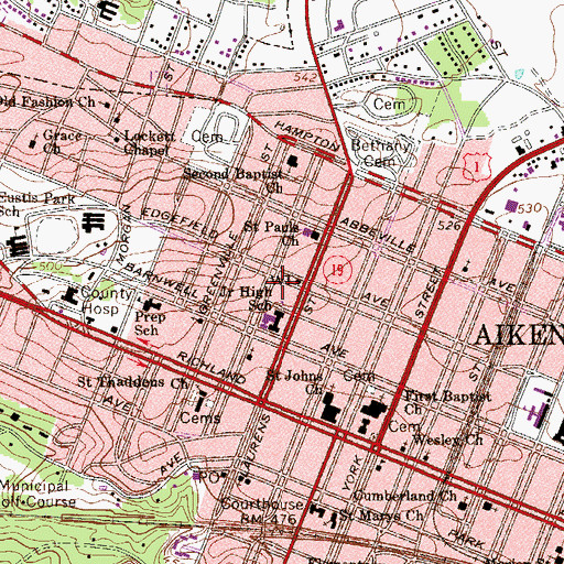 Topographic Map of Aiken Public Safety Fire Station 1, SC