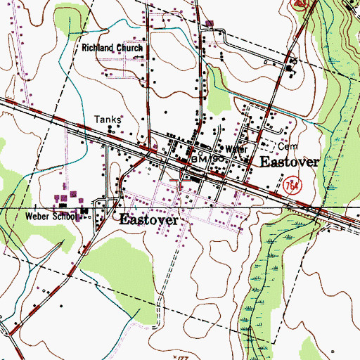 Topographic Map of Columbia - Richland Fire Department Eastover, SC