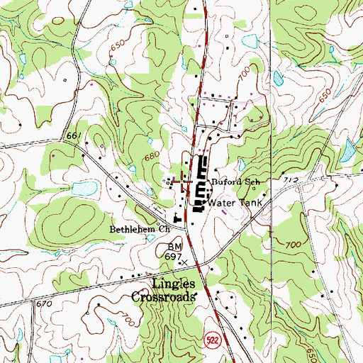 Topographic Map of Buford Fire Department Station 3, SC