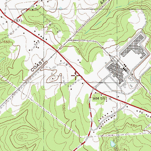 Topographic Map of Coronaca Volunteer Fire Department Station 2, SC