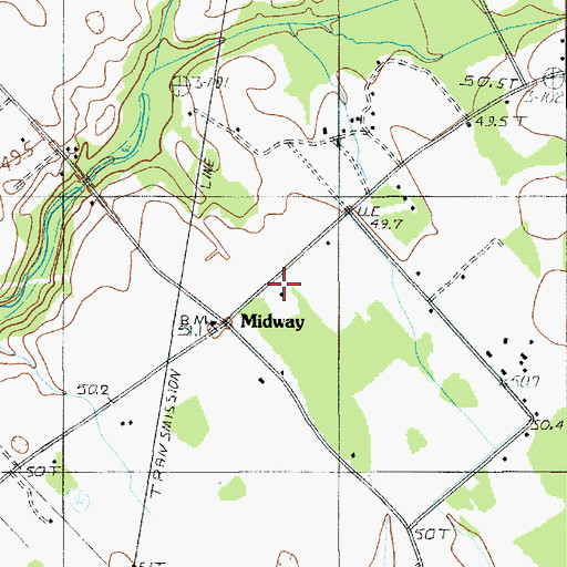 Topographic Map of Midway Fire Department, SC
