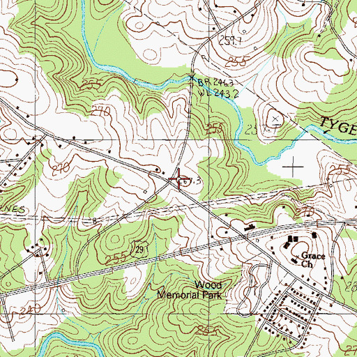 Topographic Map of Tyger River Fire Department Station 1, SC