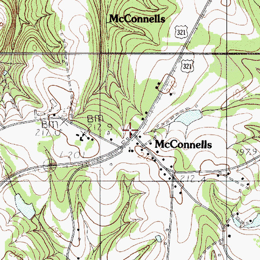 Topographic Map of McConnells Fire Department, SC