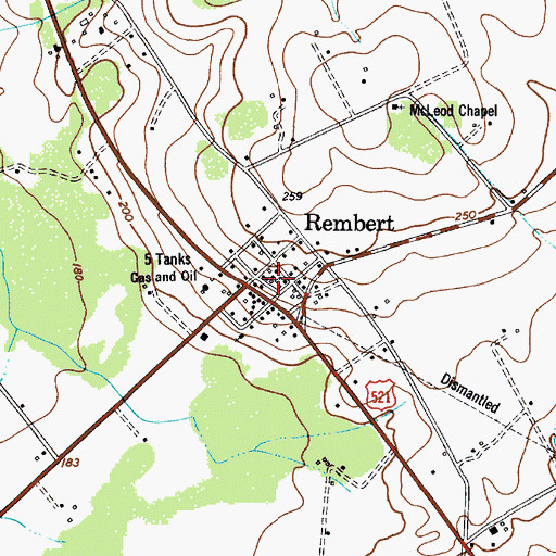 Topographic Map of Sumter Fire Department Rembert Station 8, SC