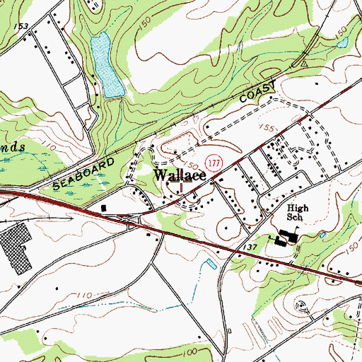 Topographic Map of Wallace Fire Department Wallace, SC