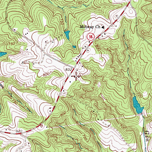 Topographic Map of Bethany - Santiago Fire Department, SC
