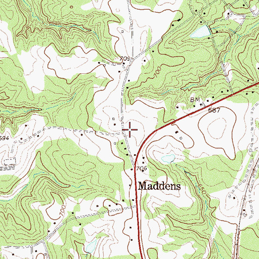 Topographic Map of Laurens County Fire Department Maddens, SC