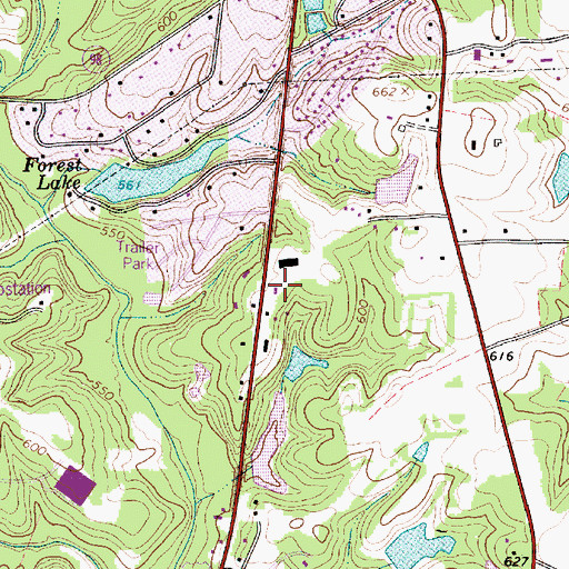 Topographic Map of Flint Hill Fire Department Station 1, SC