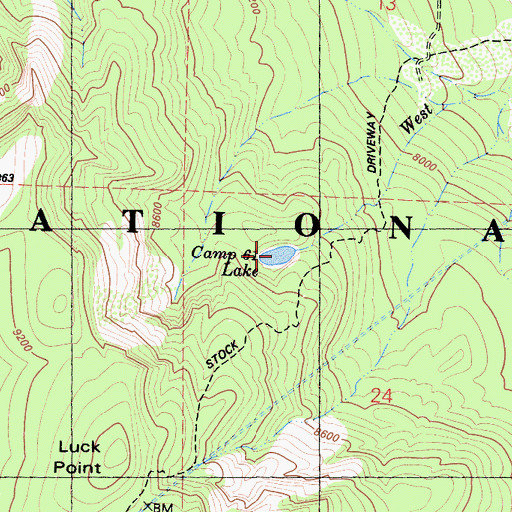 Topographic Map of Camp Sixty One Lake, CA