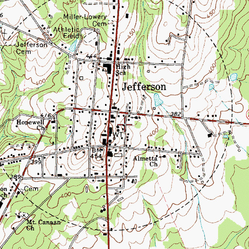 Topographic Map of Jefferson Fire Department, SC