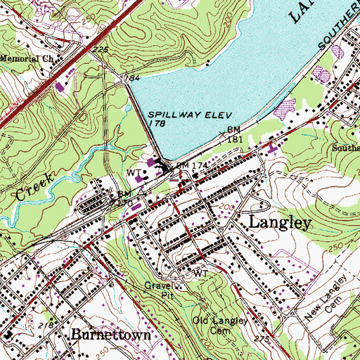 Topographic Map of Langley Fire Department, SC