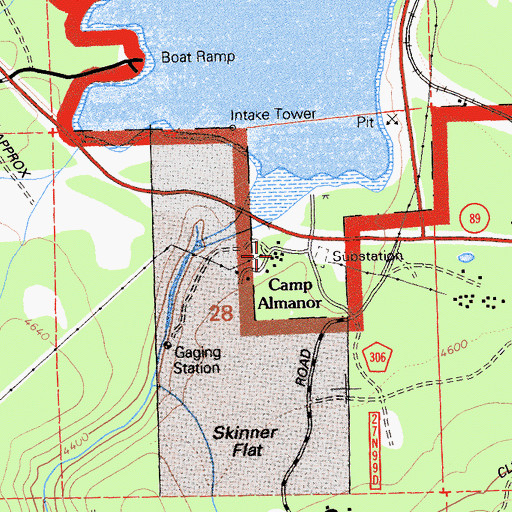 Topographic Map of Camp Almanor, CA