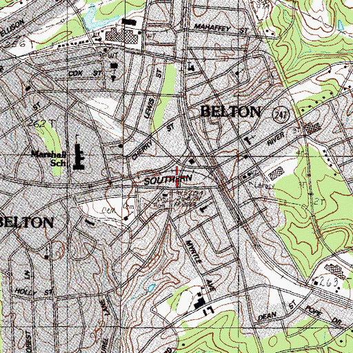 Topographic Map of Belton City Fire Department, SC