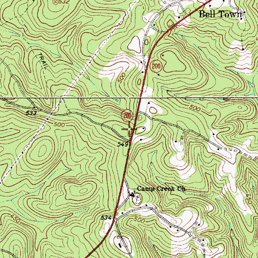 Topographic Map of Belltown Fire Department Station 2, SC