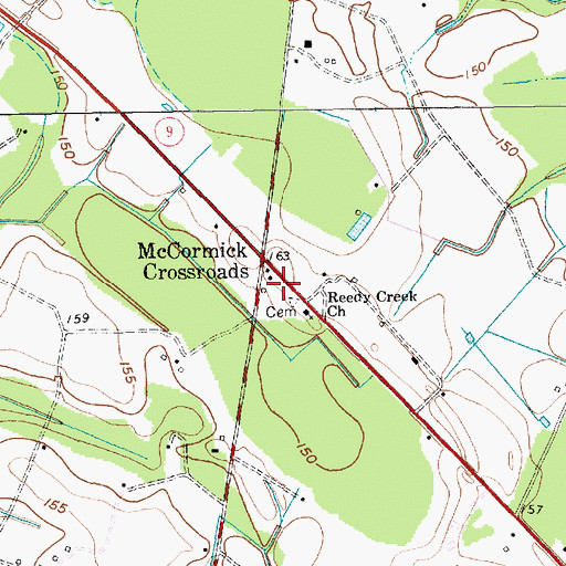 Topographic Map of Reedy Creek Volunteer Fire Department, SC