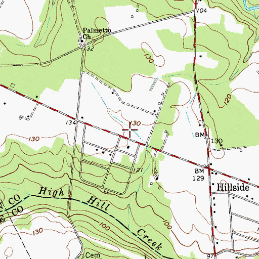 Topographic Map of Palmetto Rural Fire Department Station 1, SC