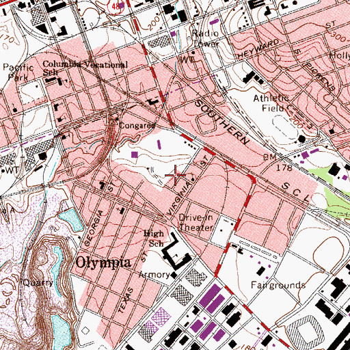 Topographic Map of Columbia - Richland Fire Department Olympia, SC
