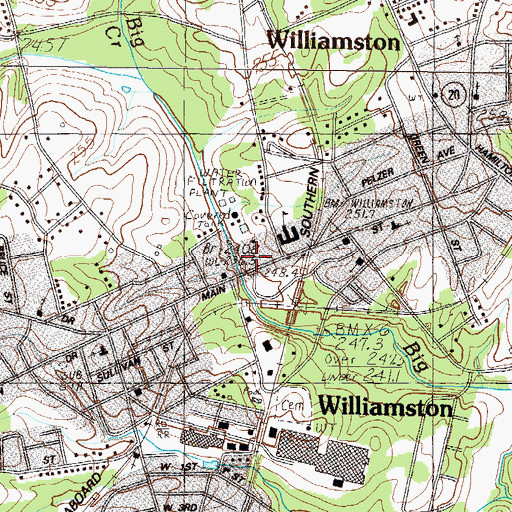Topographic Map of Williamston Fire Department, SC